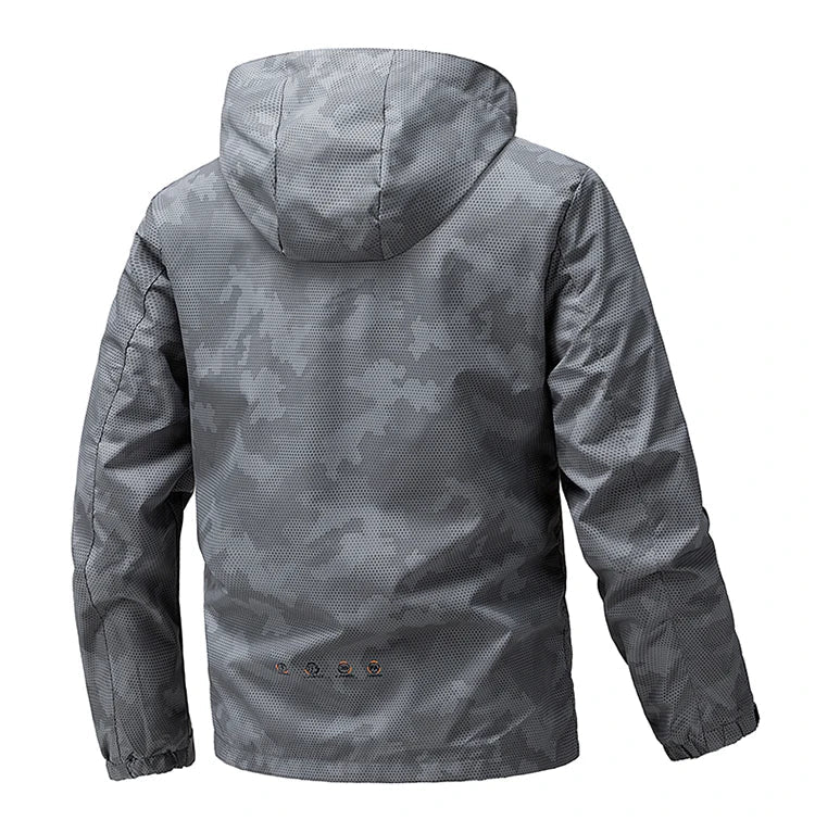 Softshell Outdoor Jacket Men Zip Up Hooded Waterproof Jacket Hiking Camping Windbreaker Lightweight Spring Autumn Coats