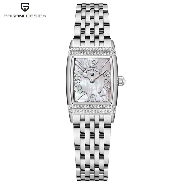 Pagani Design New 22mm Square Women's Quartz Watch Stainless Steel Sapphire Glass 50m Waterproof Women's Quartz Watch