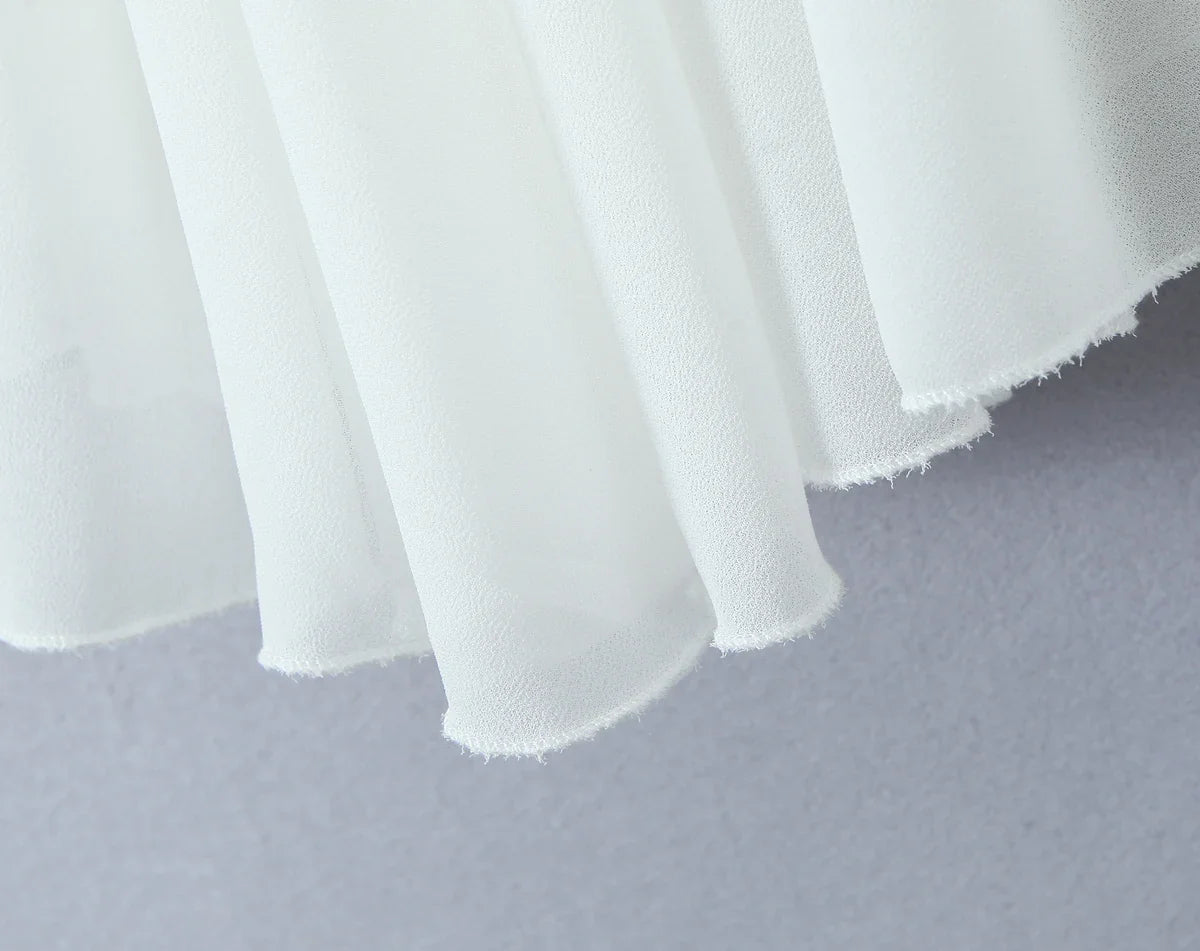 2025 Women White Big Backless Sling Dress O Neck Back Zipper Loose Swing Mini Short Dresses Holiday Robe