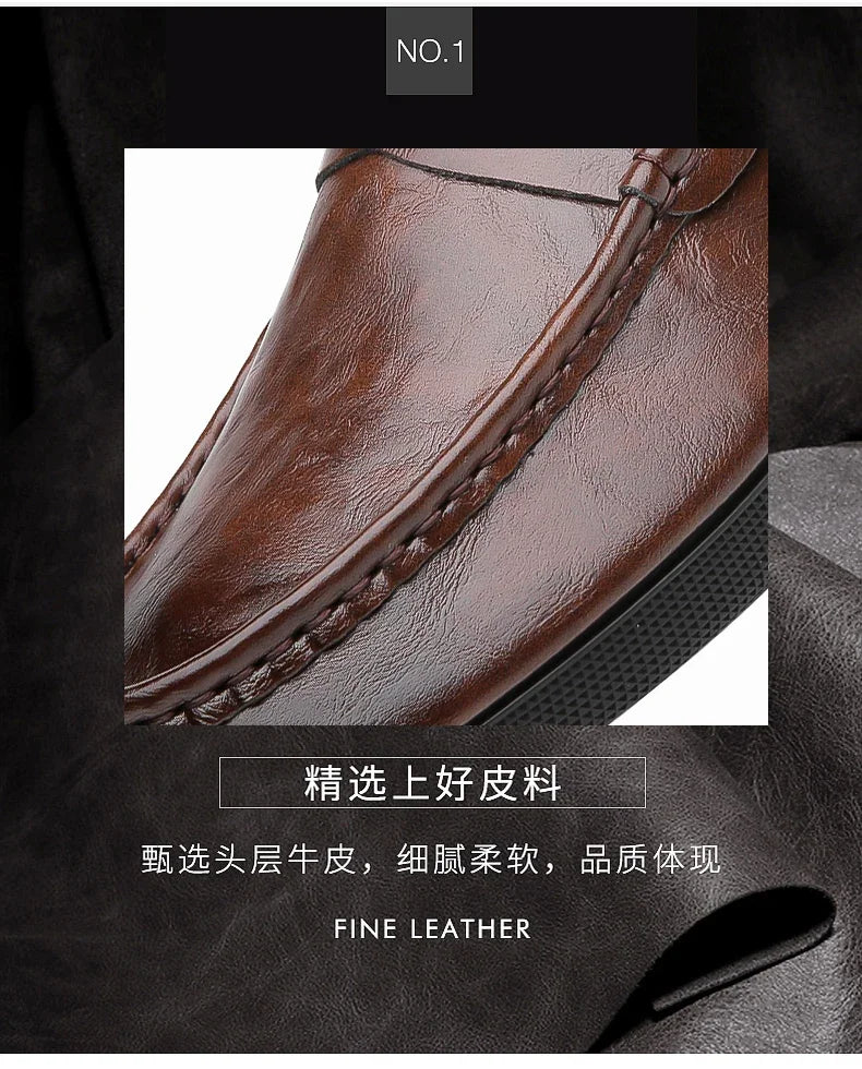 Genuine Leather Men Loafers Comfortable Mens Casual Shoes Luxury Brand Man Formal Dress Shoes Breathable Slip on Boat Shoes