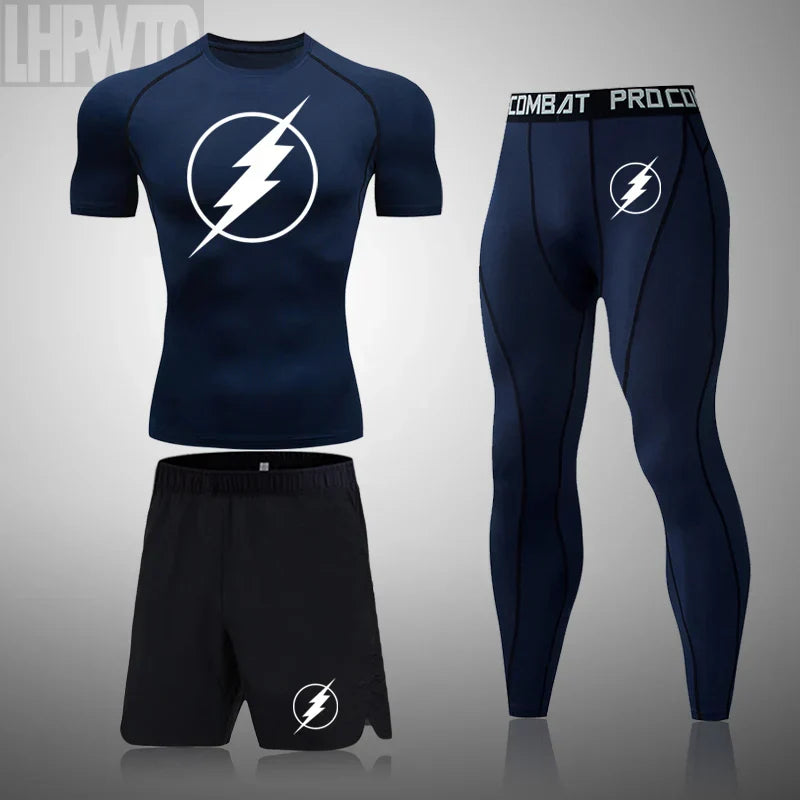 2024 Men's Running Fitness Sportswear Athletic T-Shirt Training Gym Clothes Sports Suits Workout Jogging Rashguard Men's Kit