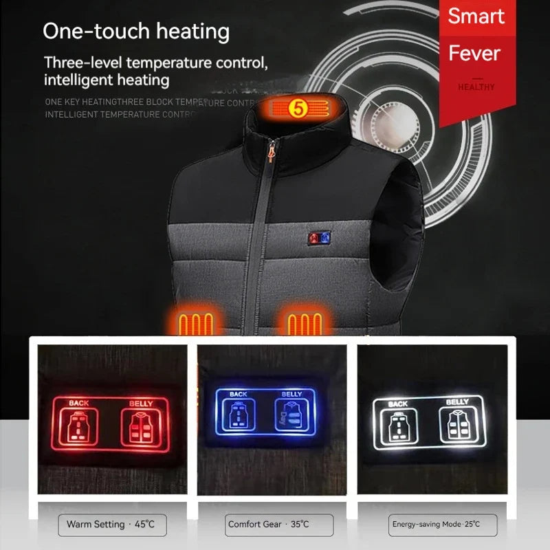 2025 New Heated Vest for Men Women, 11-Zones Electric Heating Jacket with Battery Pack, USB Charging Thermal Waistcoat