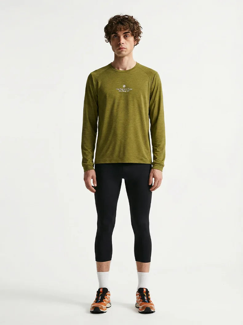 Men's Long Sleeve Quick Dry Sports T-Shirt Moisture Wicking Gym Fitness Top Outdoor Running Hiking Activewear Workout Tee