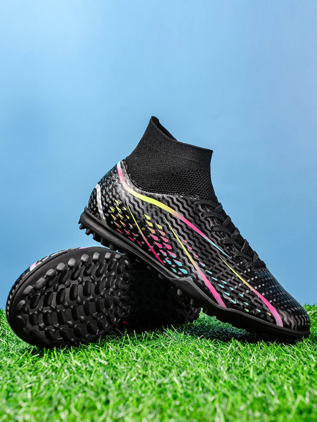 Wear Resistant TF Turf Soccer Boots PU Elastic Fabric Upper Rubber Stable Grip Sole Youth Boys Girls Football Shoes