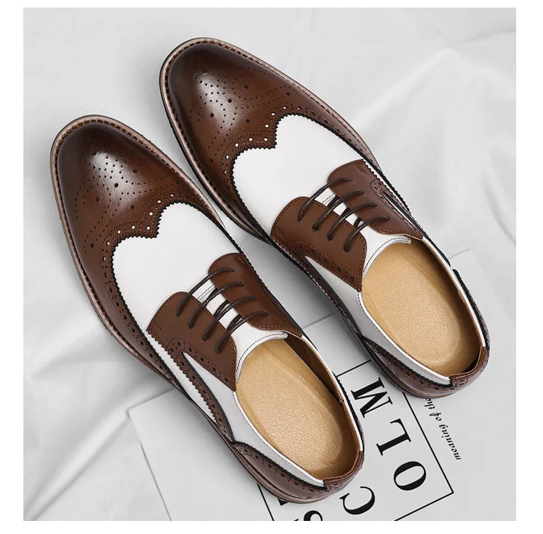 2026 New Brocker-carved Derby Men's Shoes Spring Summer New Business Formal Casual Shoes Male Fashion Big Size Leather Shoe Man