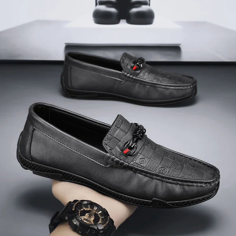 Men leather slip-on casual loafers formal moccasins soft Italian driving shoes