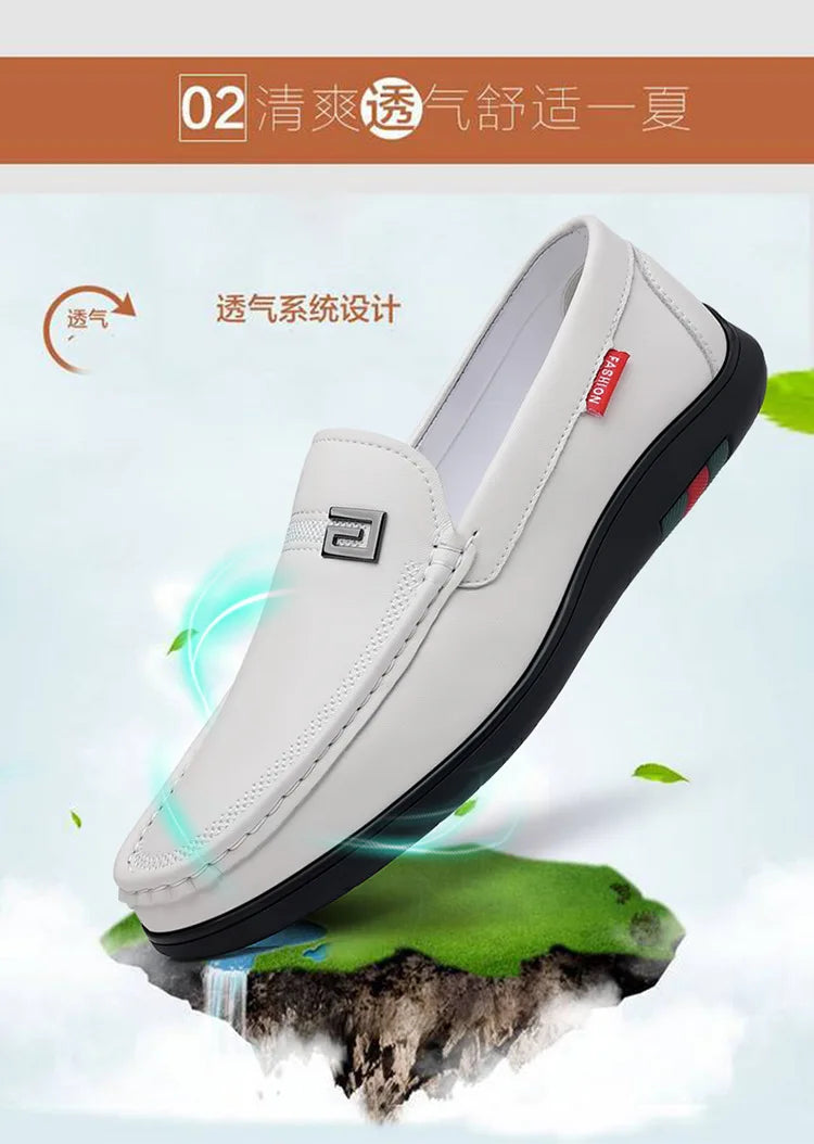 2026 New Solid Color Business Casual Shoes for Men Spring Autumn Soft Leather Shoes Male Fashion Light Driving Shoes Man