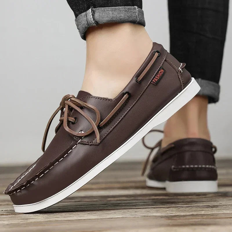 Men leather casual loafers slip-on soft business shoes comfortable summer formal footwear