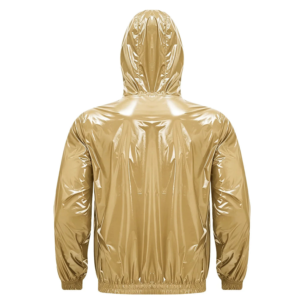 Mens Waterproof Hooded Jacket Tops Breathable Raincoat Waterproof Windproof Outdoor Biking Fishing Jacket Hood Outerwear