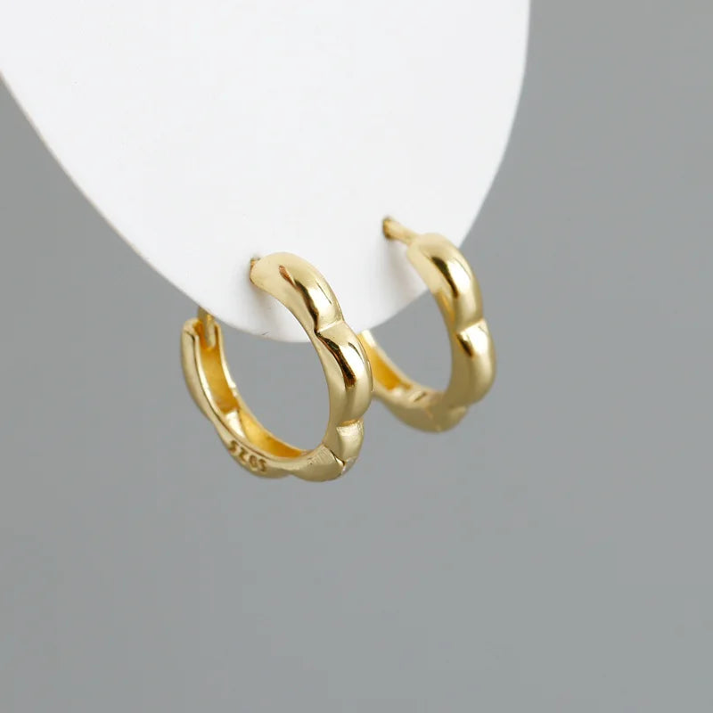 925 Sterling Silver Simple European Plum Circle Hoop Earrings For Women Fashion Charms Huggies Party Jewelry Accessories