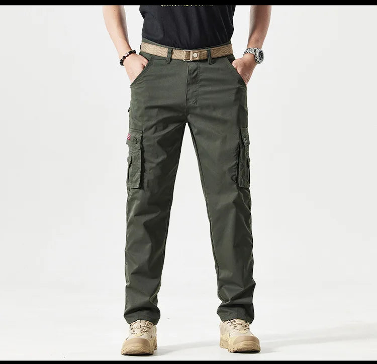 Autumn Work Pants Men Multi-pockets Cargo Trousers Casual Wear-resistant Workwear Spring Straight Pant Outdoor Hiking Trousers