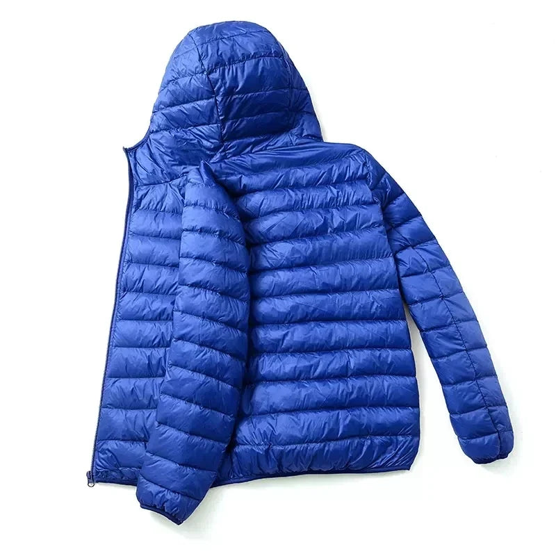 Autumn and Winter Fashion Ultra Light Duck Down Hooded Down Jacket Men's White Duck Down Feather Warm Coat Men's Street Clothing