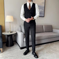 ( Vest + Pants) Double-breasted Striped With Pants Men Business Slim Fit Suit Vest 2 pieces Formal Groom Wedding Dress Vest