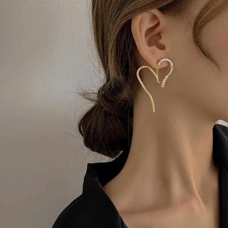 Jewelry Sweet Heart Rhinestone Butterfly Shape Dangle Earrings for Women Silver Color Korean Fashion Y2K Piercing Earring