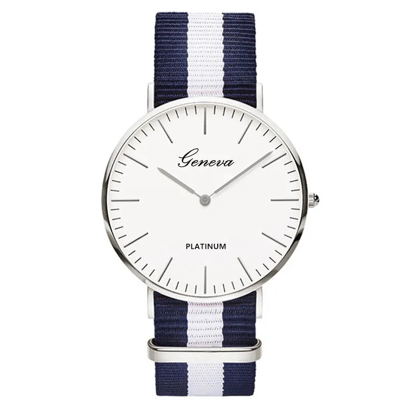 Top Brand Luxury Women Watches Fashion Stripe Nylon Strap Ladies Quartz Wristwatch Simple Casual Watch Women Clock Montre Femme