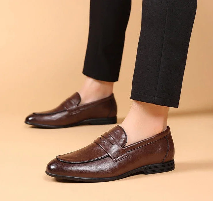Brown Flat Leather Loafers Shoes for Men Fashion 2025 Classic Original Size Man Casual Shoe 45 Comfortable Shipping Free New In