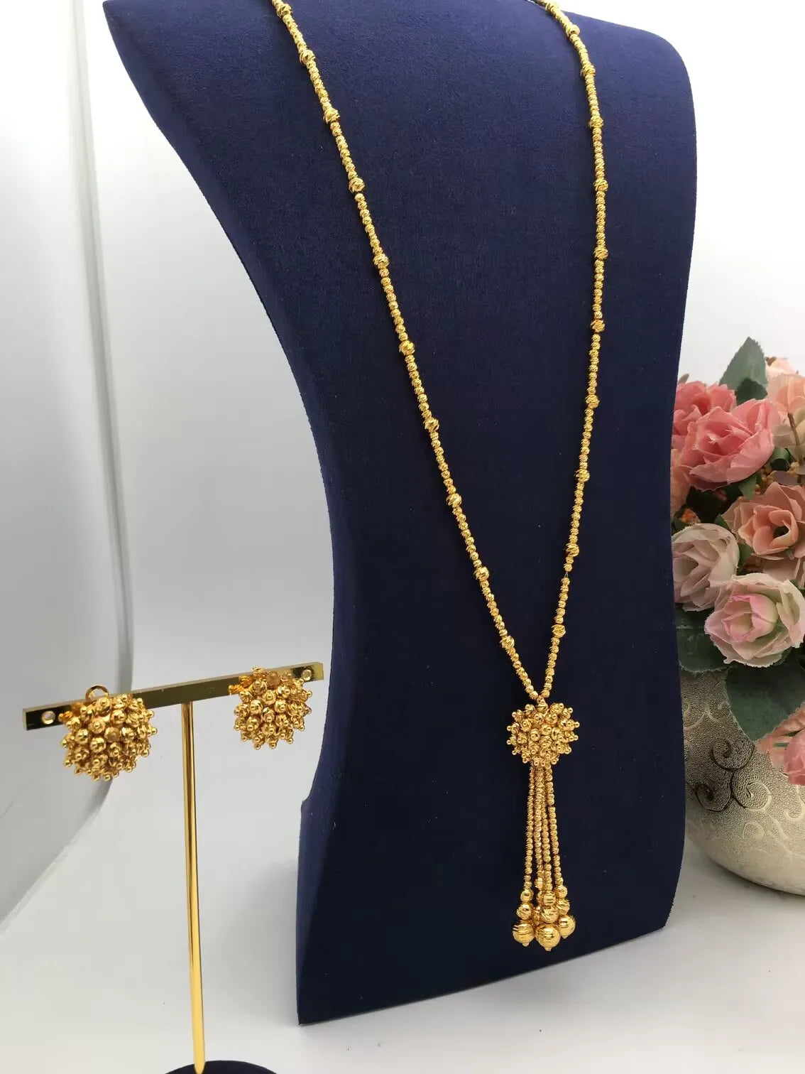 Trendy Fashion2 PCS Luxury Waterdrop Indian Jewelry Sets For Women Wedding Party Indian Dubai Bridal jewelry Set