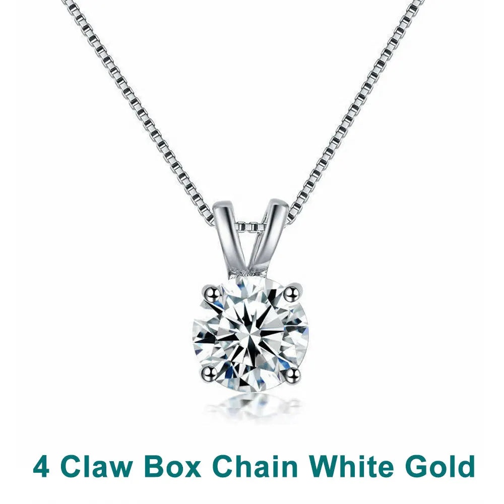1-5 CT Moissanite Necklace Solitaire Pandent GRA Certified Dainty s925 Sterling Silver 18k Classic Necklaces for Women