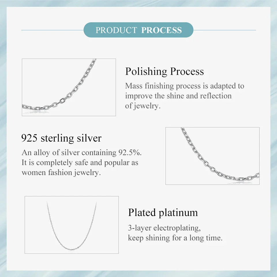 925 Sterling Silver Lobster Clasp Adjustable Necklace Basic Chain Link Simple Fine Jewelry for Women Birthday Gift SCA018
