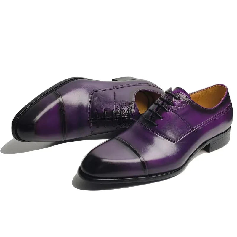 New Fashion Men Dress Shoes Purple Oxfords Comfortable Elegant Formal Business Lace-up Pointed Design Sapatos Sociais Masculinos