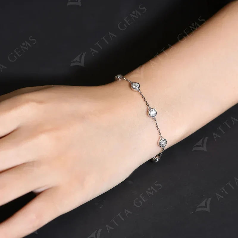 ATTAGEMS Moissanite Bracelet 925 Sterling Silver 4.0mm D Color Diamond Gemstone Bracelets For Women Rhodium Plated Jewelry