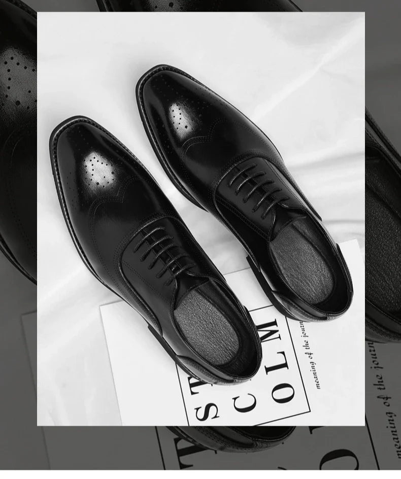 Solid Color New Dress Shoes for Men Lace Designer Fashion Wedding Derby Shoes Male Spring Autumn Business Casual Shoe Man