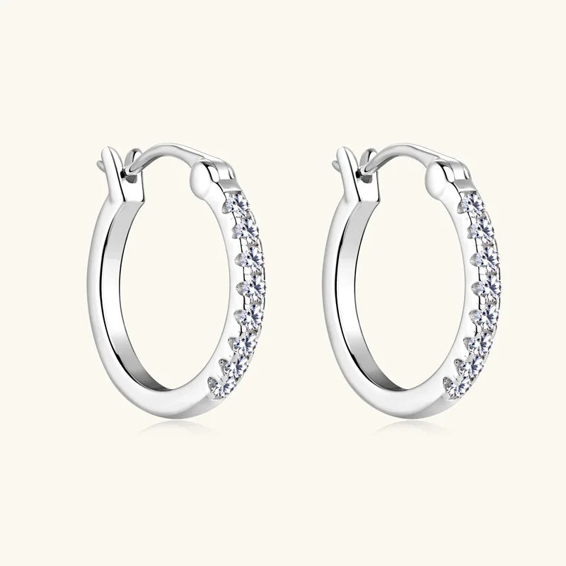 1.8mm D Color Full Moissanite Hoop Earrings for Women Sparkling Wedding Bride Jewelry 100% 925 Sterling Silver Wholesale