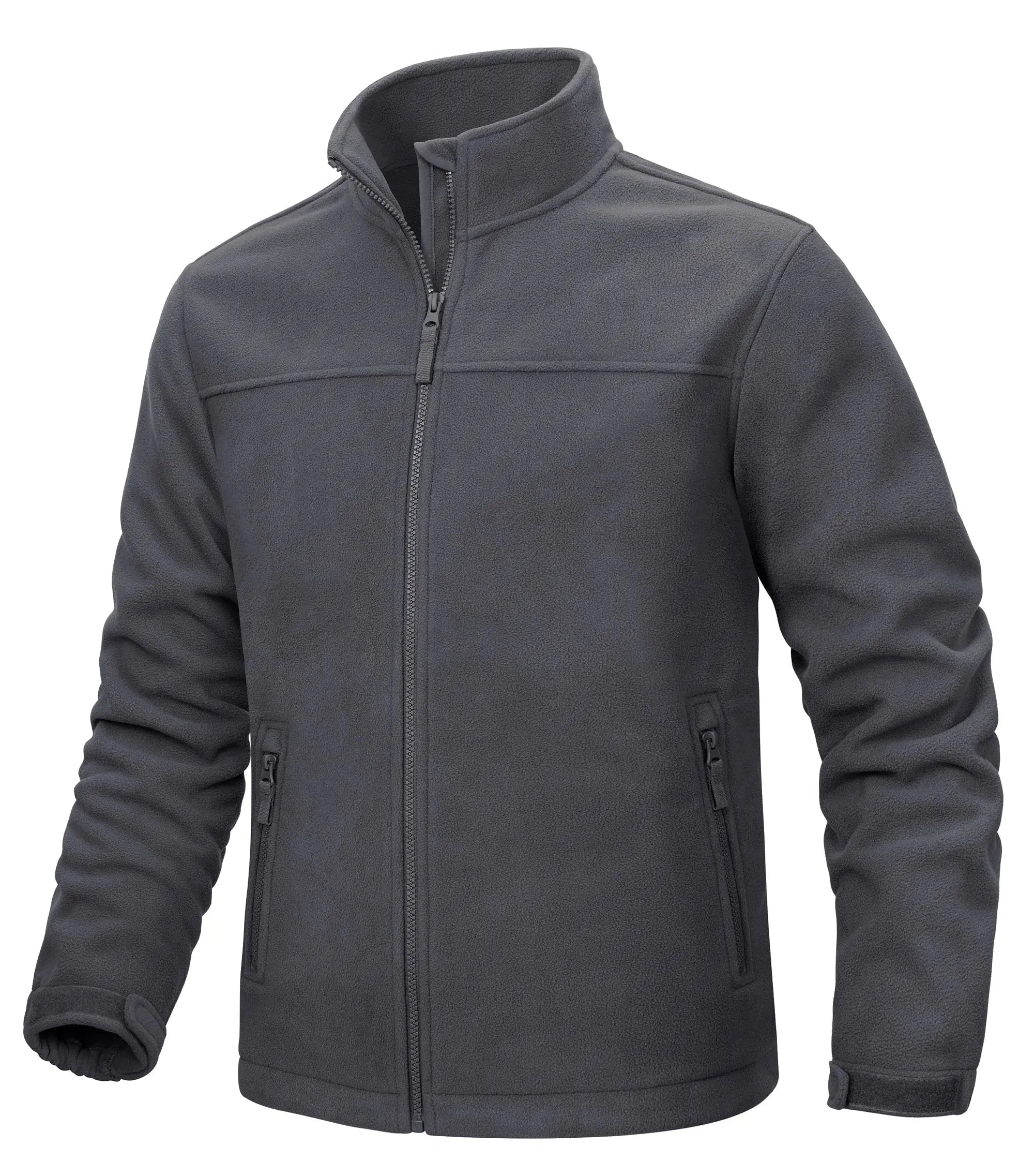 TACVASEN Winter Fleece Jackets Mens Full Zip Stand Up Work Jacket Coats Zipper Pockets Hiking Jacket Outdoor Windbreaker