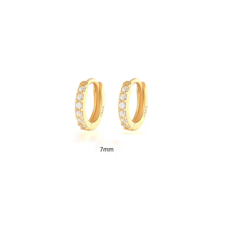 6/7/8/9 MM Cartilage Circle Earrings 925 Sterling Silver Bling CZ Huggie Hoop Earring for Women Piercing Buckle Wedding Jewelry