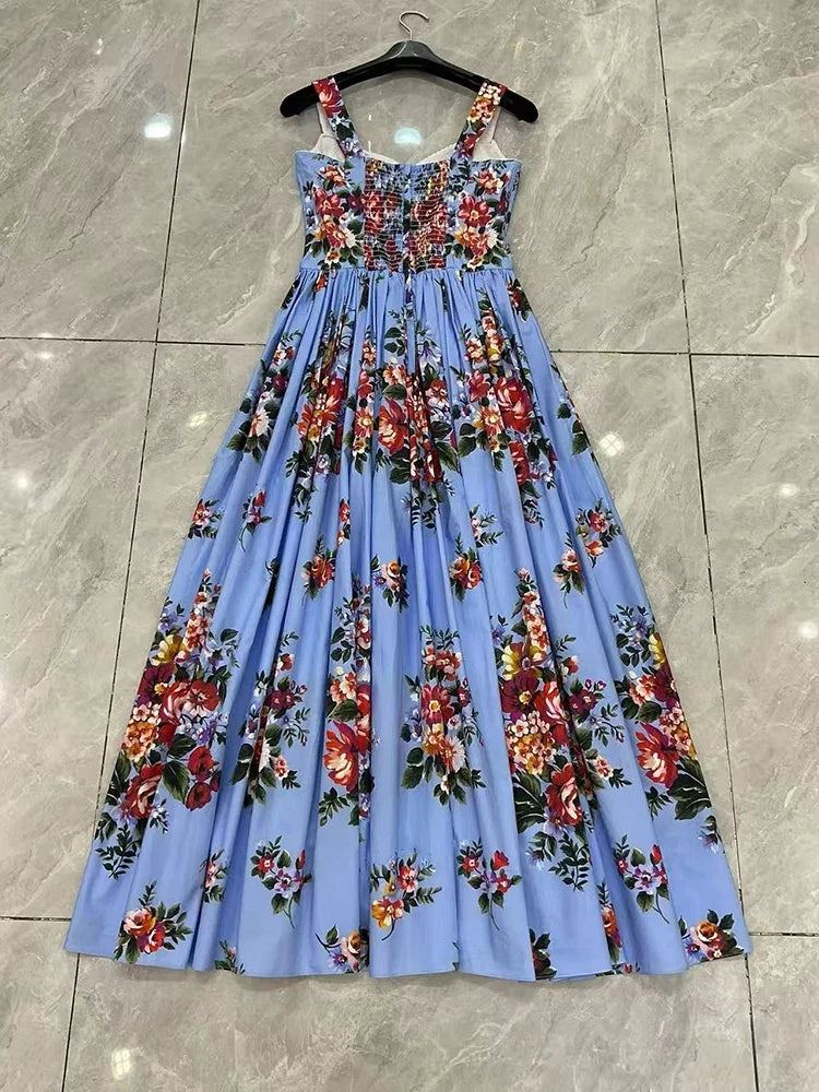 2026 New Women's Dress Sexy Spaghetti Strap Backless Fashion Print Cotton Casual Holiday Dresses