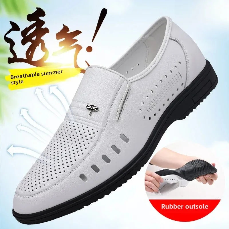 Men's Casual Leather Shoes – Breathable, Non-Slip, Daily Wear, Black or Brown, EU 40–48