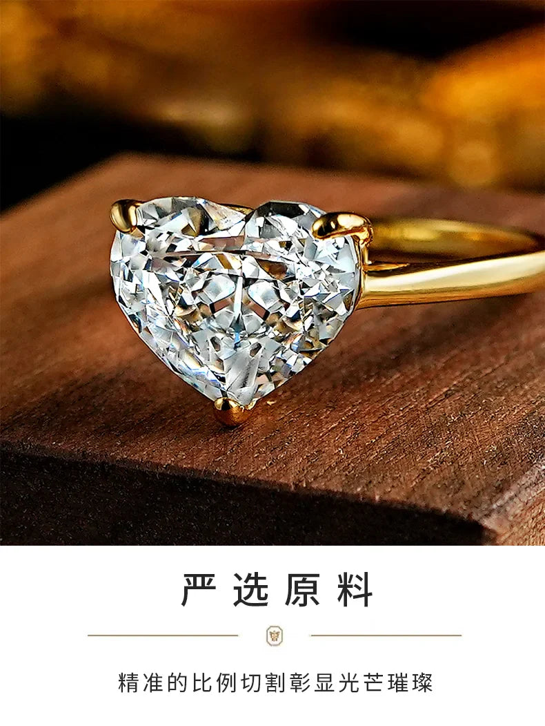 European and American Light Luxury Love 925 Silver Ring Set with High Carbon Diamond, Redion Ice Flower Cutting, Elegant Female