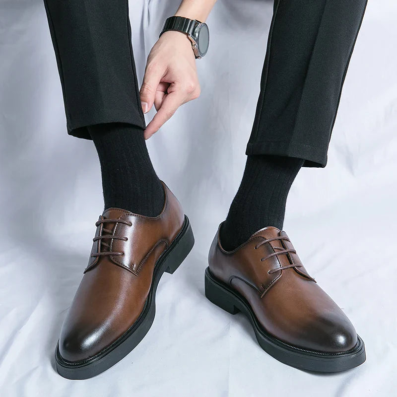 Trend Lace Up Shoes Wedding Dress Footwear Leisure Walk Office Flats New Business Formal Mens Oxford Shoes Leather Casual Shoes