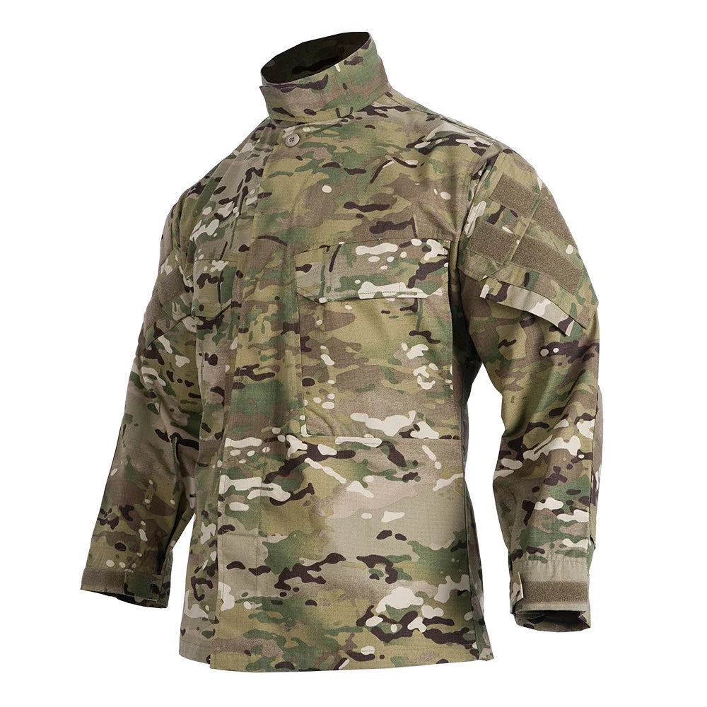 Men's Field Camouflage Clothing Tactical Combat Training Uniform Outdoor Hunting Camping Camo Long Sleeved Windbreaker Coat