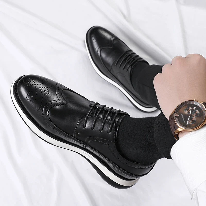 High End British Style Office Business Dress Shoes Men's Casual Leather Thick Soled Simple Walking Shoes Fashion Oxford Shoes