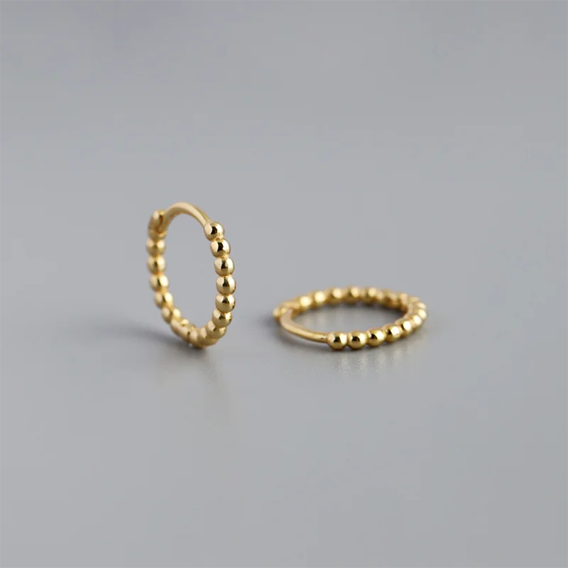 925 Sterling Silver Fashion Minimalist Beads Huggies Hoop Earrings for Women Trend Charm Ear Buckle Bohemian Jewelry Gift