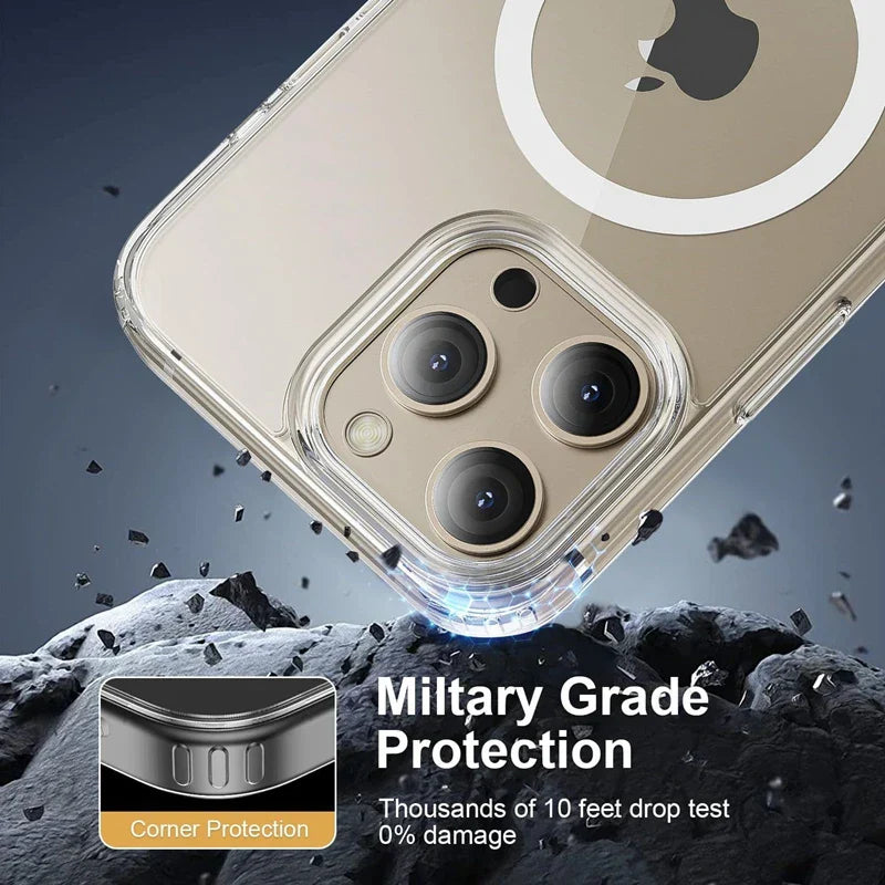 Magnetic Clear Case for iPhone 17 16 15 14 13 11 12 Pro Max Plus Transparent Case Wireless Charge Cover Compatible With Magsafe