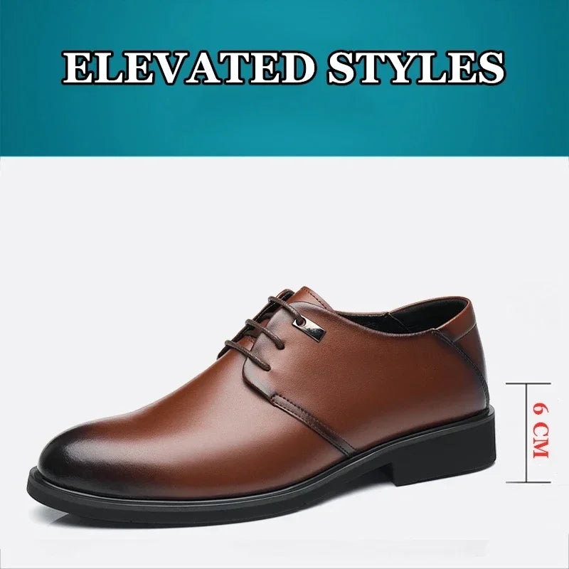 Height Increasing Shoes Man Hollow Breathable Taller Elevator Shoes 6CM Invisible Insole for Daily Men Heighten Wedding Shoes
