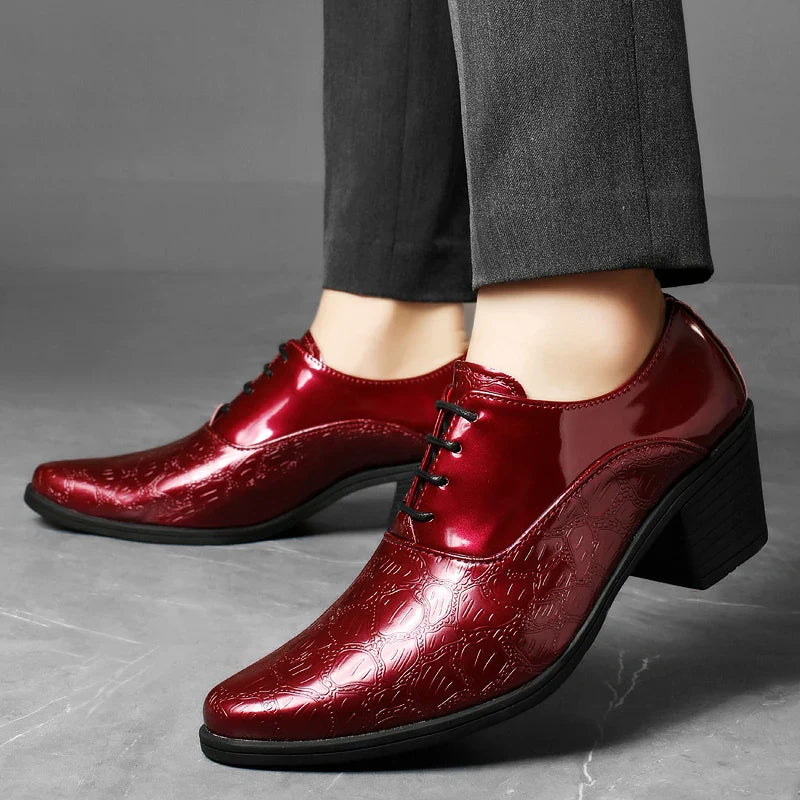 Red High Heels Shoes Man Dress Shoes Luxury Elegant Men's Leather Shoes Big Size 38-46 Pointed Toe Italian Wedding Shoes For Man