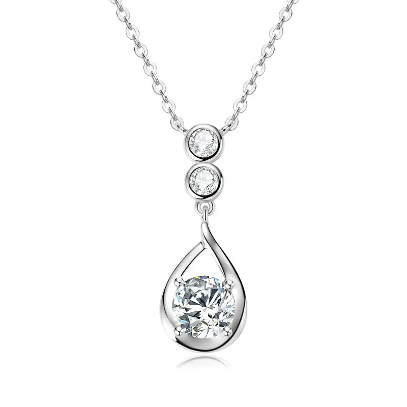 D Color Certified Moissanite Waterdrop Pendant Necklaces 925 Sterling Silver Neck Jewelry Chain for Women Wedding Gifts