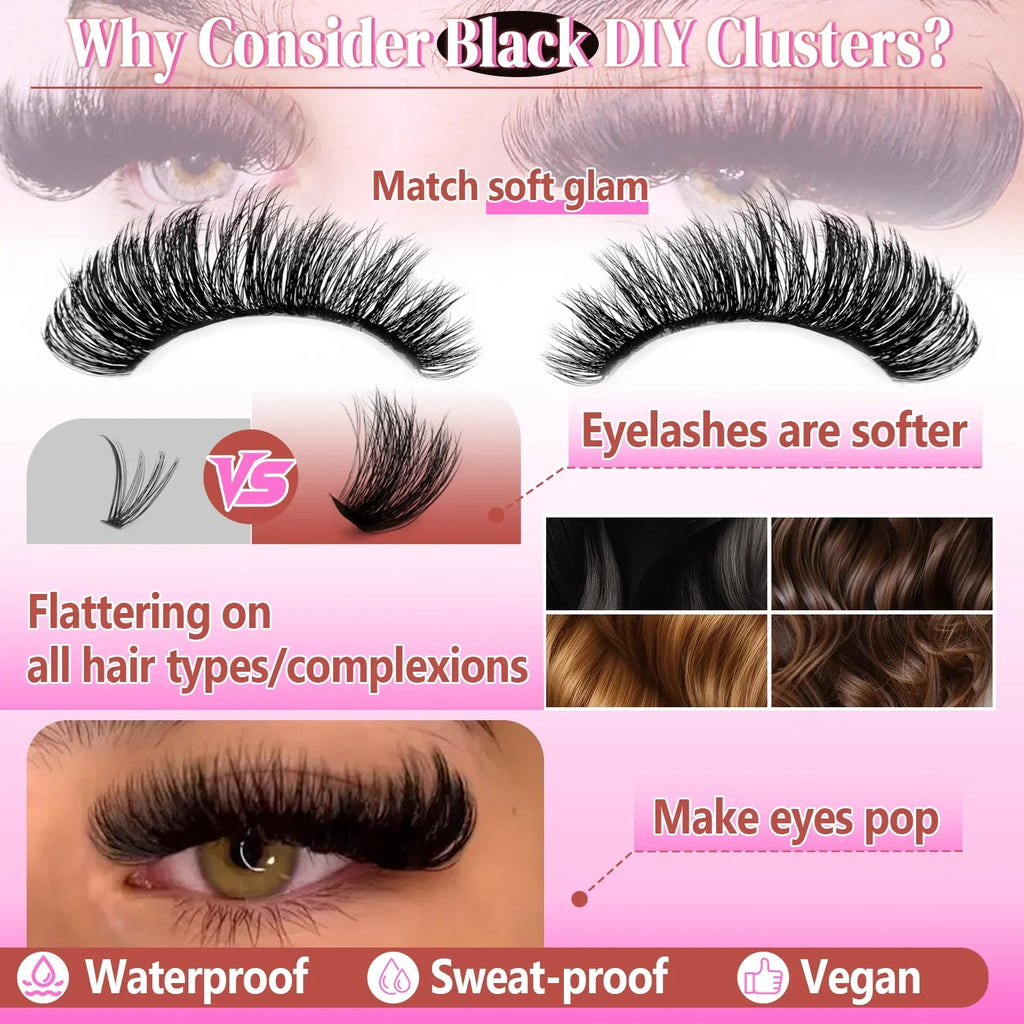 60/402PCS 100D Eyelash Set with Lower Eyelashes Thick & Comfortable for Daily Wear Party Wedding Night Makeup Lash Extensions