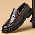 Thick Bottom Leather Shoes Handmade Loafers for Men High Quality Dress Shoes Male Social Masculino Business Botas Para Hombre