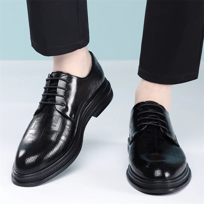 summer Men Elevator Shoes Dress Shoes Formal Leather Quality Busincess Lift 6CM 8CM Height Increased Man Elegance Wedding Shoes