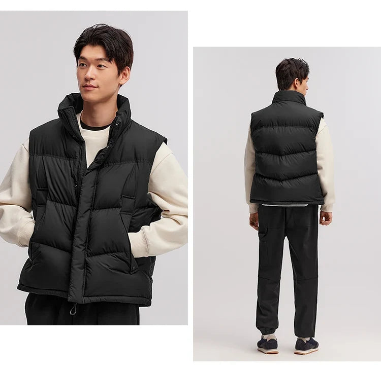 Down Vest Men 2025 Winter New Loose Waterproof Couple Matching Solid Versatile Outerwear