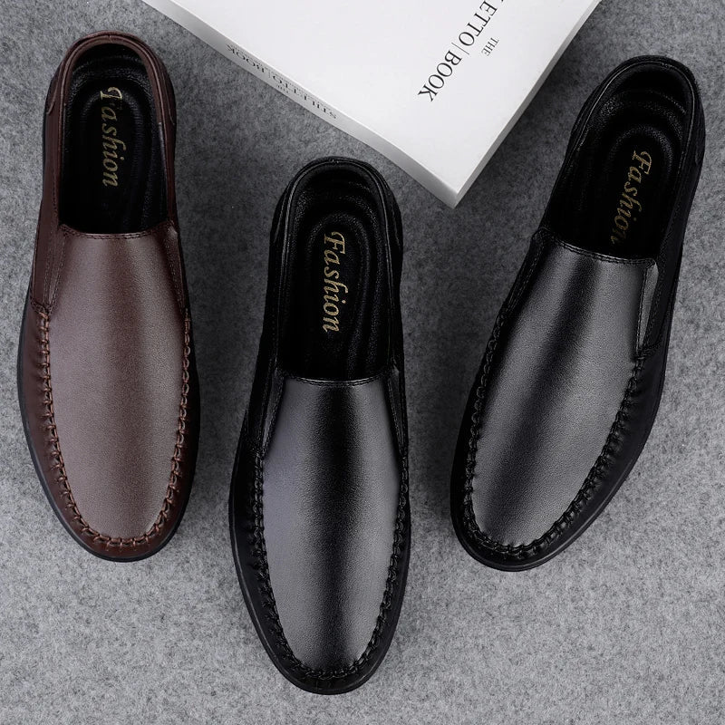 Genuine Leather Men's Loafers Soft Cowhide Men Casual Shoes Luxury Brand Male Driving Footwear Slip-on Flats Handmade Moccasins