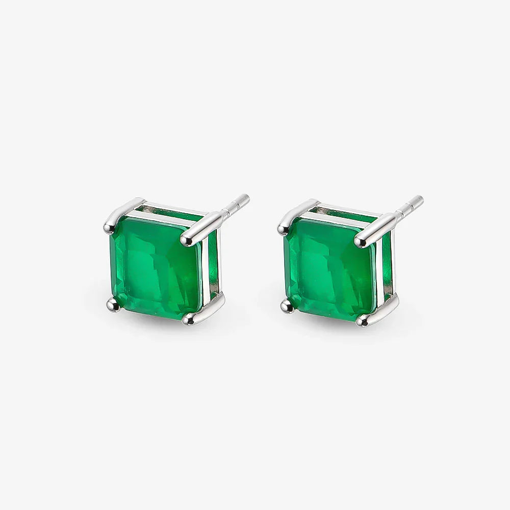 7*7mm emerald Stud Earrings for Women S925 Sterling Silver Lab Paraiba Tourmaline Gemstone Wedding Earrings Fine jewelry