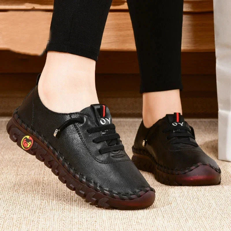أحذية رياضية نسائية جلدية كاجوال مسطحة ومريحة سهلة الارتداء "Zapatillas De Mujer"
