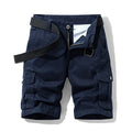 Summer Cargo Shorts Men's Pure Cotton Vintage Washed Multi Pocket Casual Straight Leg Trendy Knee Length Pants Streetwear