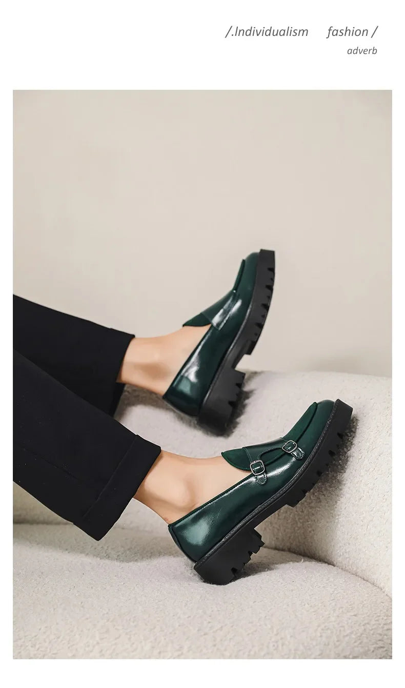 New Buckle Designer Big Size Loafers For Man Spring Autumn Business Leather Platform Shoes Male Fashion Casual Elegant Shoes Man