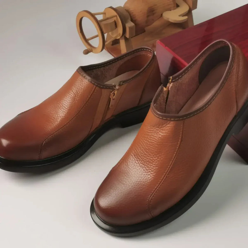 Round Toe Male Casual Shoe Office Brown Men's Leather Shoes Legitimate Retro Shipping Free Delivery Size 45 Designer Comfortable